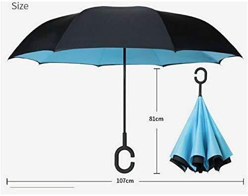 Double Layer Inverted Reversible No-Drip Umbrella with C-Shape Handle
